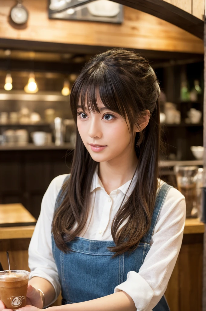 ((Highest quality)), ((masterpiece)), (detailed), Japanese,Inside the cafe,Beauty