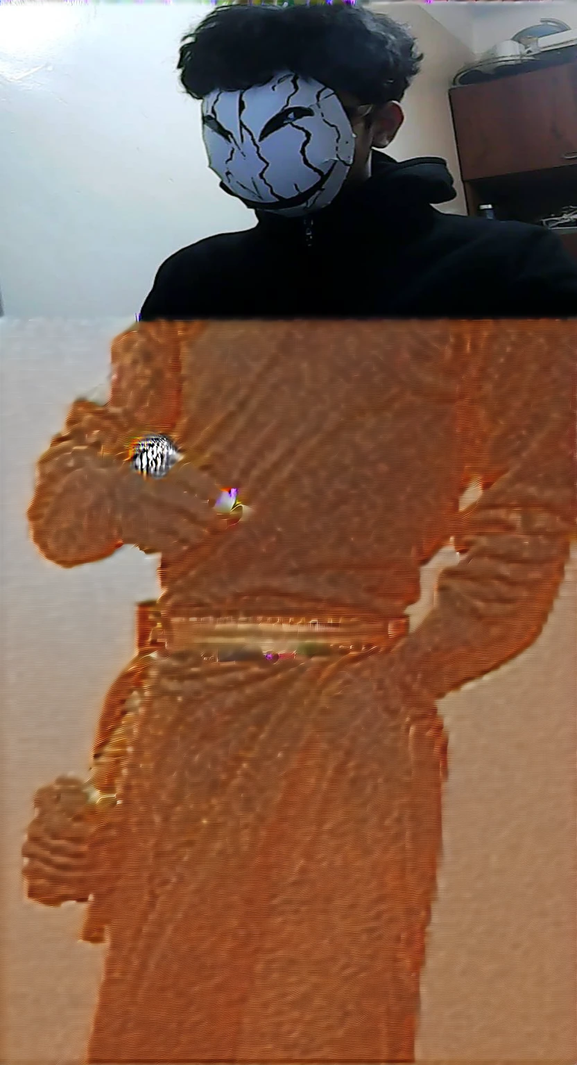 a man holding a black katana
