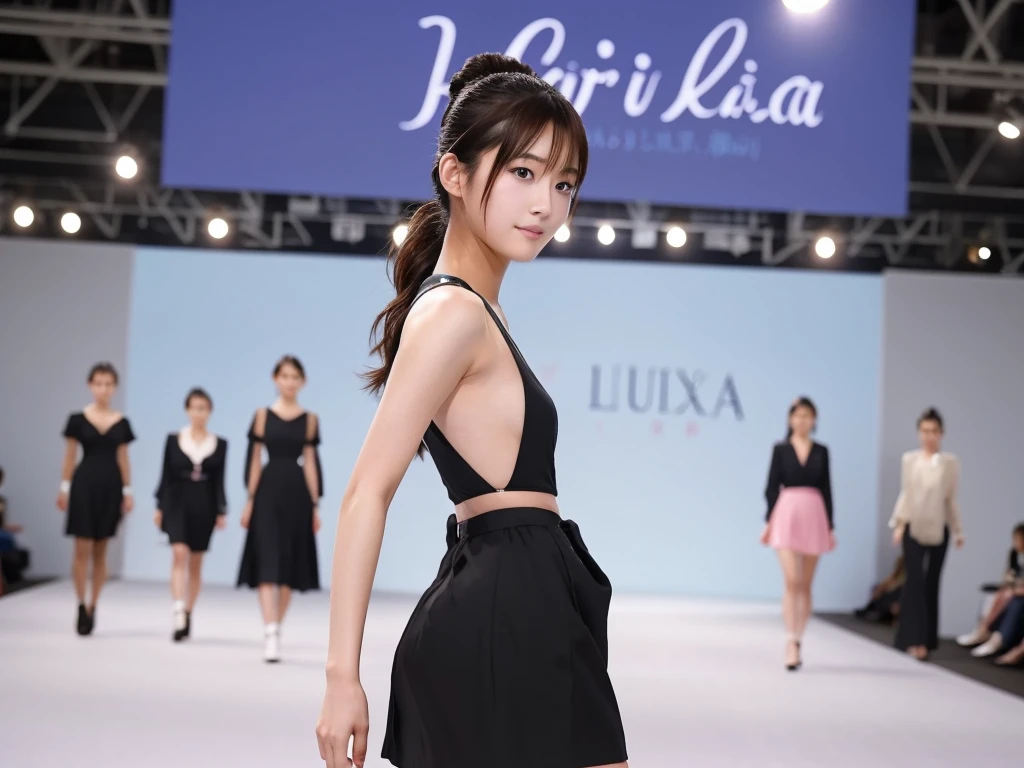 An extremely beautiful Japanese high school girl race queen who highlights her beautiful legs、She was photographed walking down the runway at a fashion show wearing Luxa&#39;s new underwear.、She is an eternal idol who combines a clean look with modern charm.。 She creates such beauty。 She feels her own warmth。 She creates a warm atmosphere。 We create beauty。 That&#39;s what I want to say。 In her full body photo、The figure features porcelain-like skin and golden hair that radiates a soft glow.。 This is probably、It captured the essence of her timeless charm.、This is the best shot ever.。 Each straight line and curve is carefully expressed.、Breathtakingly beautiful with impeccable detail。 This piece perfectly captures her timeless beauty.。 Divine Proportions、Sharp focus、Full-body photo taken by Kishin Shinoyama、high quality、High resolution、Detailed Background
