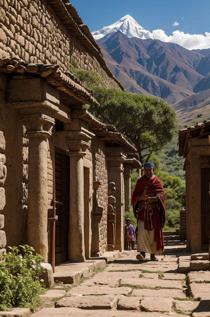 Before the arrival of the Spanish, My life in the community was a reflection of the greatness of our town. My name is Sinchi Roca, the second Sapa Inca, son of the great Manco Cápac. Crecí en la majestuosa ciudad de cusco, surrounded by imposing stone palaces and temples dedicated to Inti, the sun god. Since young, I trained in the arts of war and diplomacy, aware of my destiny as leader of our empire.

Every morning, the sun rose over the Andes, bathing our land in golden light. Under its warm glow, the people got up to begin their work: farmers worked the fertile terraces, weavers created colorful woolen garments and artisans sculpted figures in gold and silver. they supervisaba los rituales religiosos, ensuring the gods were satisfied and protected our land.

In the evenings, I walked the stone paths that connected our domains. On those trips, I learned from the amautas, wise men who taught me about astronomy, medicine and the laws of our empire. We were governed by the ayni, a system of reciprocity that ensured that no one in the community went hungry or unprotected. It was a time of prosperity and balance.

But everything changed with the arrival of the bearded men from the other side of the great sea.. At first, we saw them as a curiosity, but soon his intention became clear. They wanted our lands, our treasures and submit to their customs. The war broke out, and our arrows and spears could do little against their weapons of thunder and steel.

After the fall of our great leaders and the betrayal of some of our own, our resistance weakened. they, Sinchi Roca, I saw how our sacred city, cusco, she was profaned. The temples were looted, and the symbols of our culture, destroyed. Those who were not killed, were enslaved.

The world I knew fell apart. The teachings of the amautas were replaced by