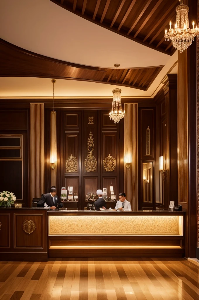 reception of a Hotel with the theme of several countries