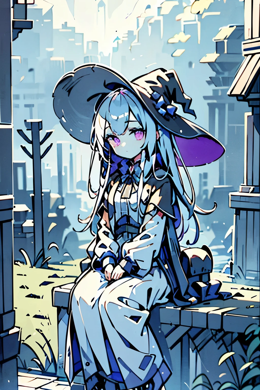 a beautiful woman with a witch's hat, angel wings,