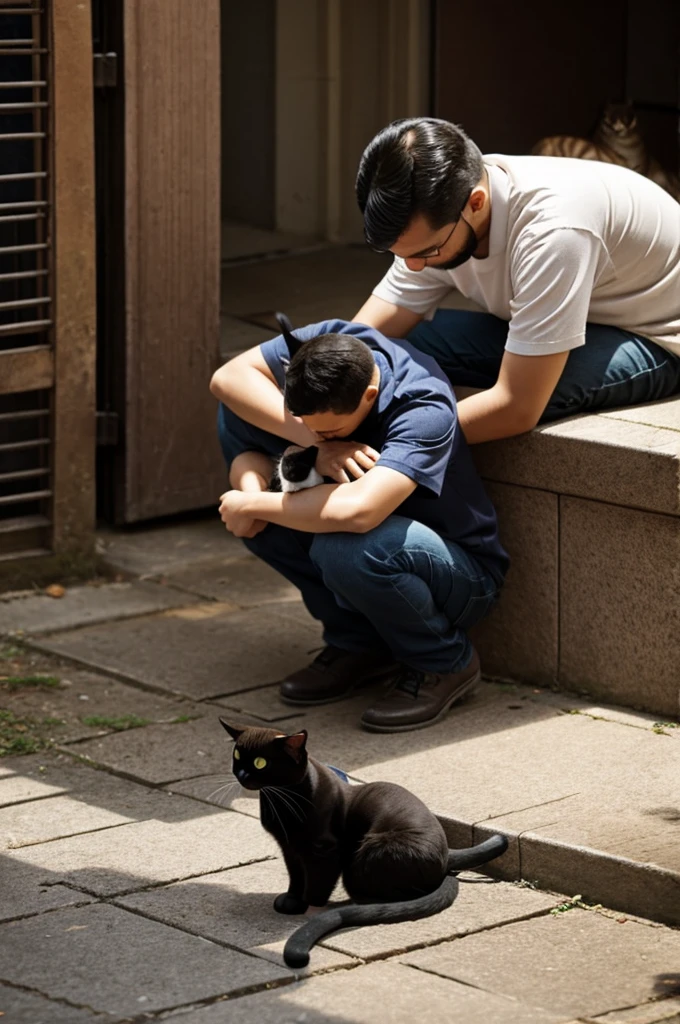 A person abandoning a cat