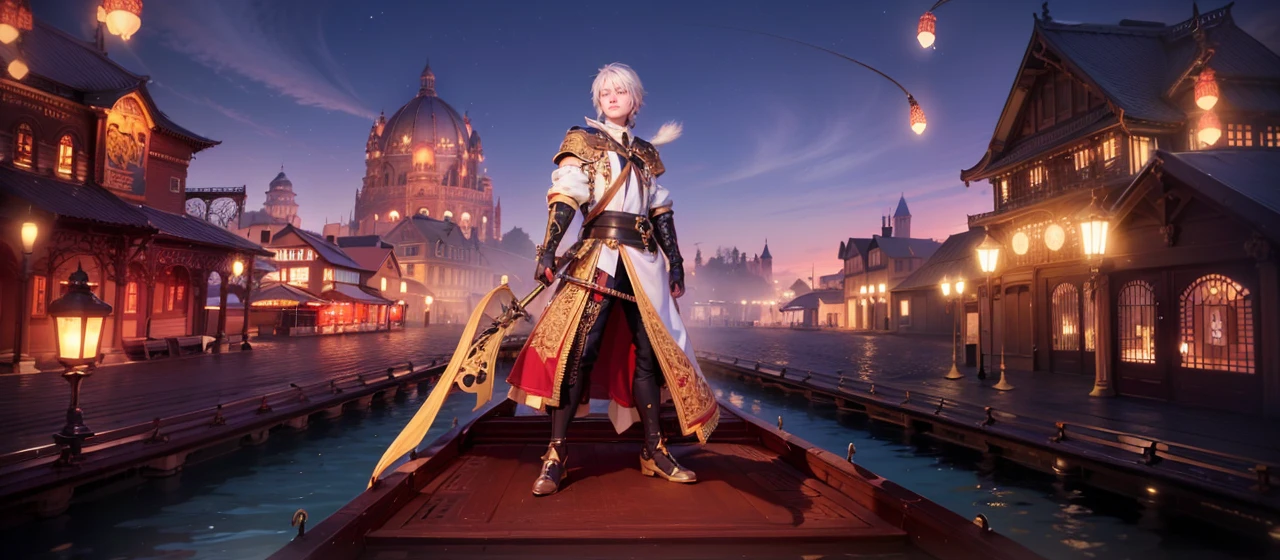 masculine male, masterpiece, ((perfect eyes)) best quality, (semirealism:1.9), beautiful lighting, (extremely detailed CG unity 4k fhd wallpaper), High Detail, Sharp focus, dramatic outdoors, 1 boy ,19 years old, white hair, light purpel eyes, smile.
