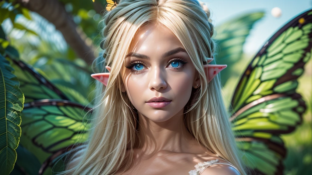 Beautiful, Amazing face and eyes, makeup, (extremely detailed beautiful face), Blonde, (sexiest look), (Beautiful breasts:1.3), (Best Quality:1.4), (Ultra-detailed), (extremely detailed CG unified 8k wallpaper), Highly detailed, RAW Photos, Professional Photography, (silk see through lace:1.3), full body, sitting, (Spread your legs), (:1.4), plein air, Illumination, (Super fancy photos:1.4), (Dazzling light), Radiant Photography, depth of fields, (Glowing blue eyes), (realistic elf ear), (castle, fantasy setting), ((orbs)), massive butterfly wings, flowing butterfly wings, 