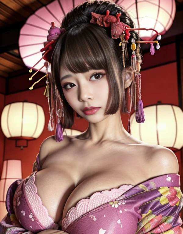 4K, masterpiece, high resolution, confuse,Natural volumetric lighting and optimal shadows, 笑Face,deep i written in the depths of the world,soft delicate beautiful attractive Face, Beautiful fringe , a 女士 in a kimono posing for a picture  ,Perfect Edge Oiran_Face,Perfect Edge Oiran_Body,Edgar Orlan_compensate,Edgar Orlan_hairstyle、Not suitable for working hours:1.5,((Full and soft ,)))(((Large ))) ((()))