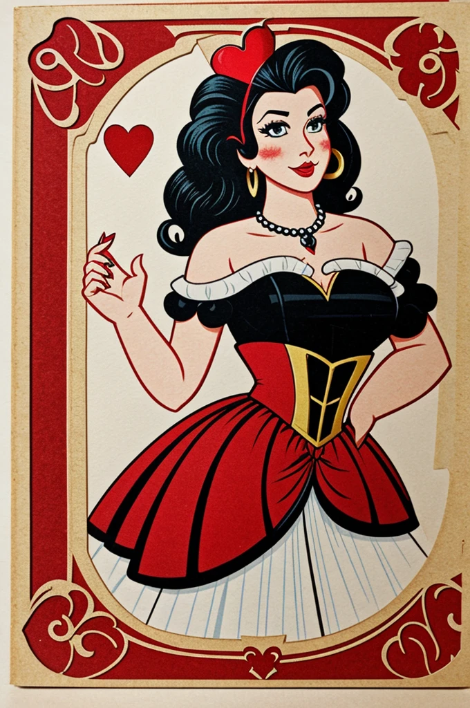 Cartoon Queen of Hearts seen from front for cutting out