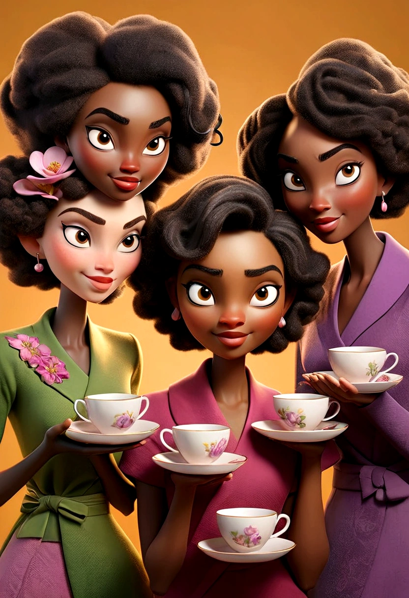 a group of women, of any color of tea, united for women's day