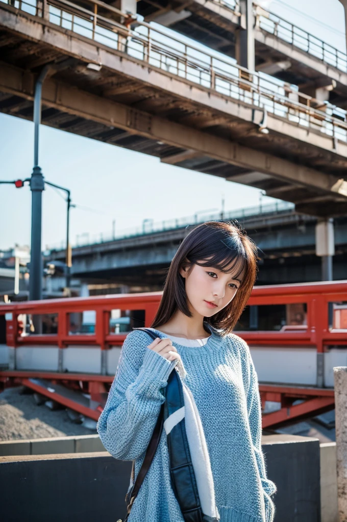 ((Highest quality)), ((masterpiece)), (detailed), Japanese,Beauty,station,sweater