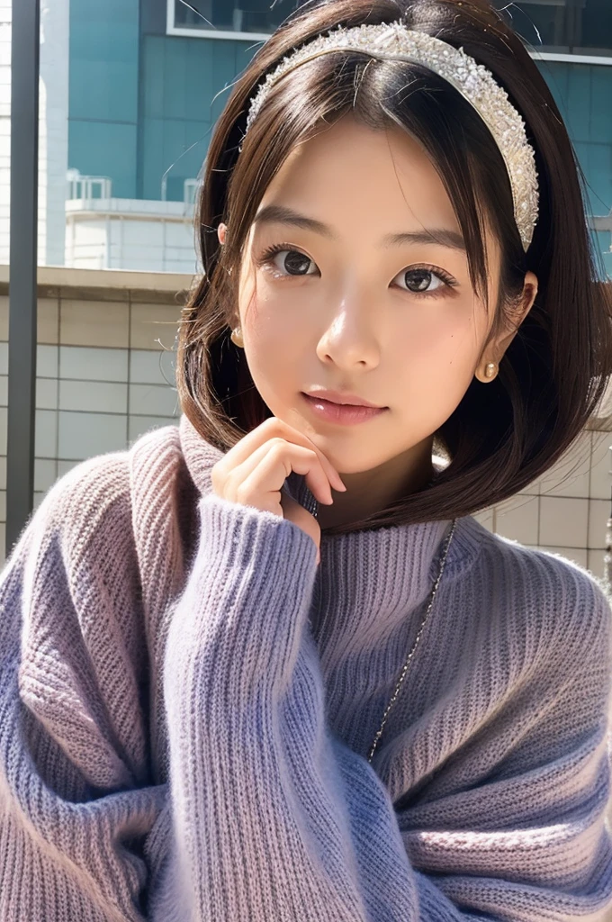 ((Highest quality)), ((masterpiece)), (detailed), Japanese,Beauty,station,sweater