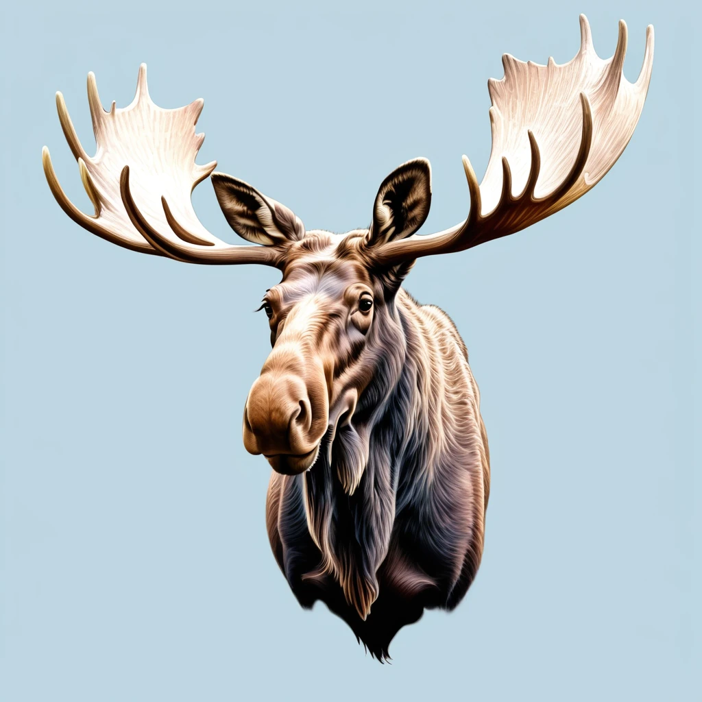 European moose crest, majestic and graceful, rich composition, pastel colors, no background, top quality image.