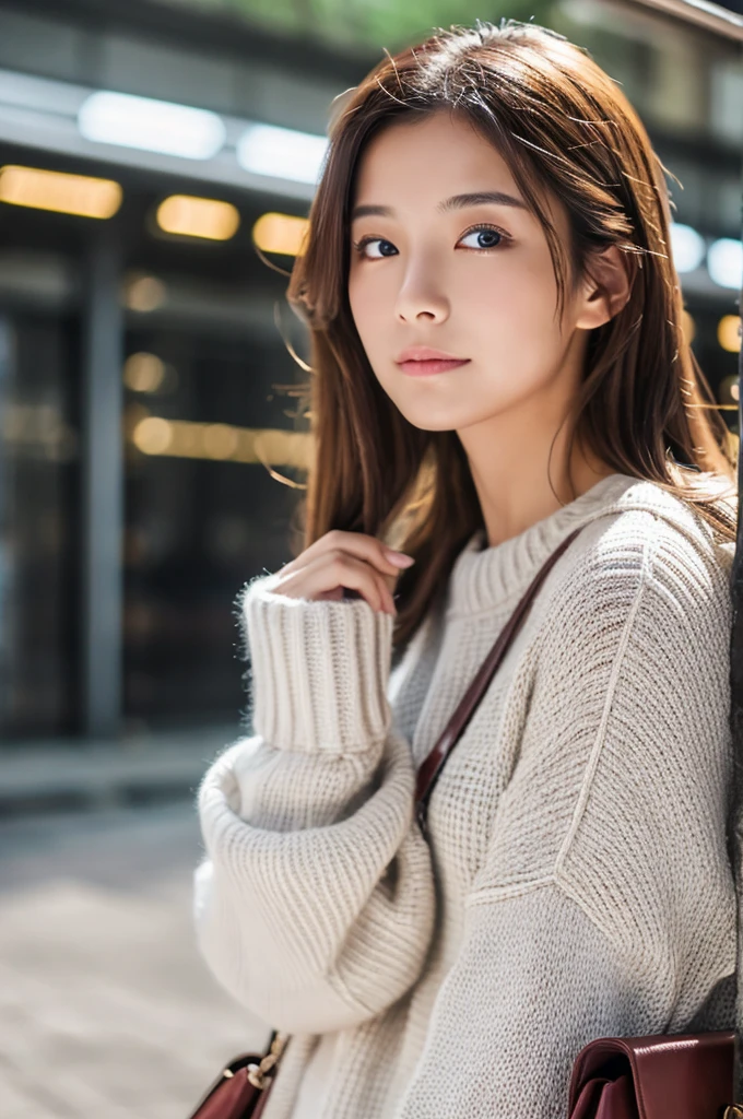 ((Highest quality)), ((masterpiece)), (detailed), Japanese,Beauty,station,sweater