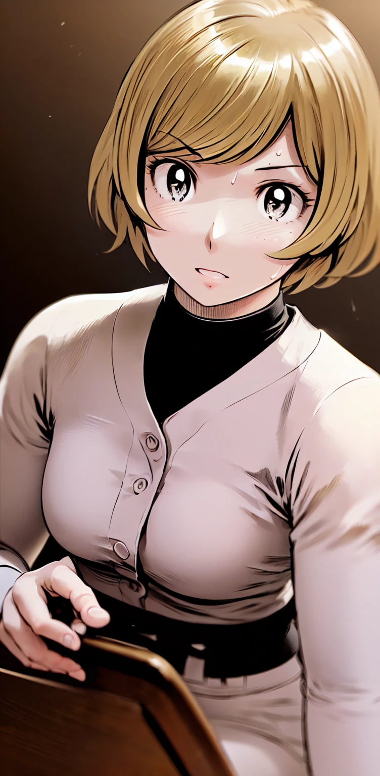 、(masterpiece、Highest quality)、Highest quality, Ultra-high resolution, (((masterpiece))), alone, Sweat、Big eyes,Show Viewer,
blonde,(short hair:1.2),
(Baseball uniforms:1.2), (Highest quality:1.3),One Girl,turtleneck、Black undershirt、School grounds