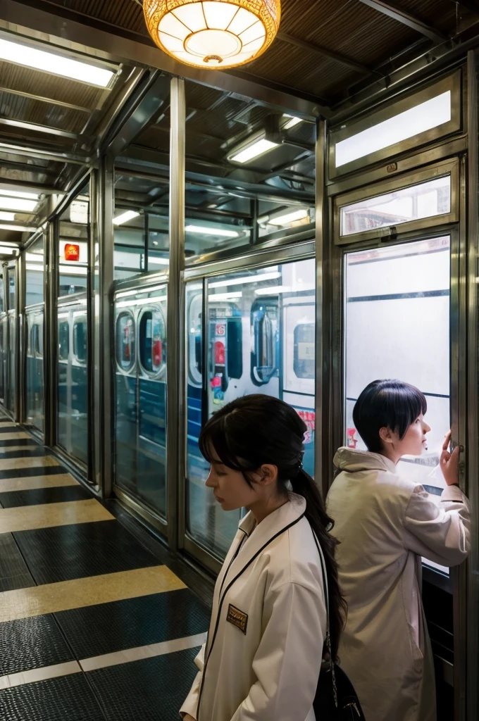 ((Highest quality)), ((masterpiece)), (detailed), Japanese,Beauty,station,OL