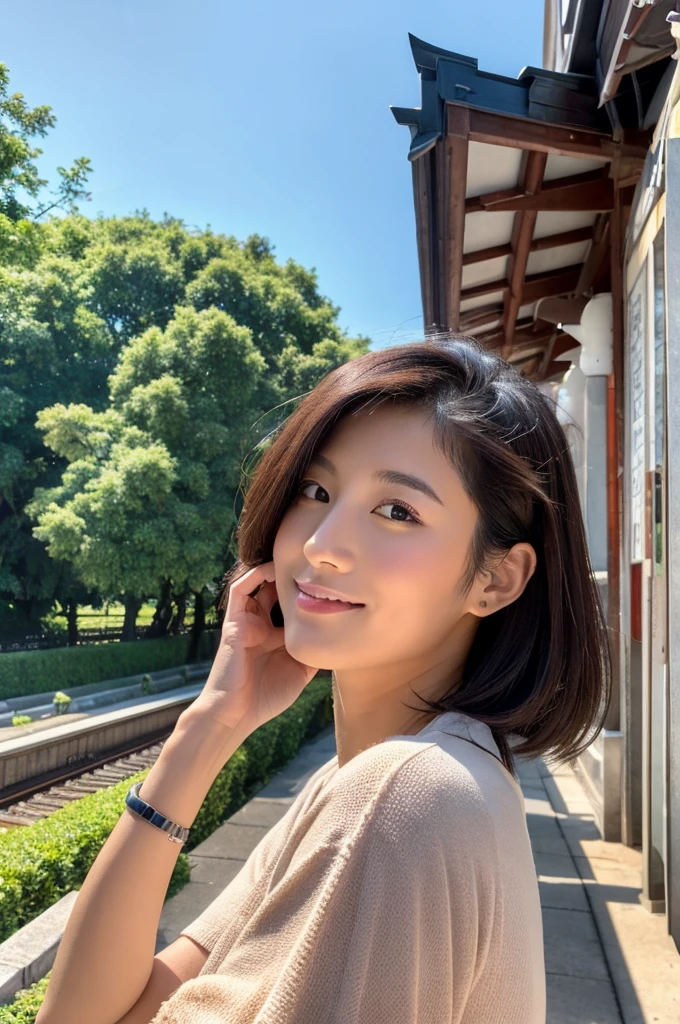 ((Highest quality)), ((masterpiece)), (detailed), Japanese,Beauty,station,OL