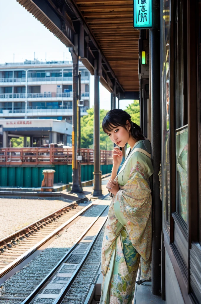((Highest quality)), ((masterpiece)), (detailed), Japanese,Beauty,station,OL