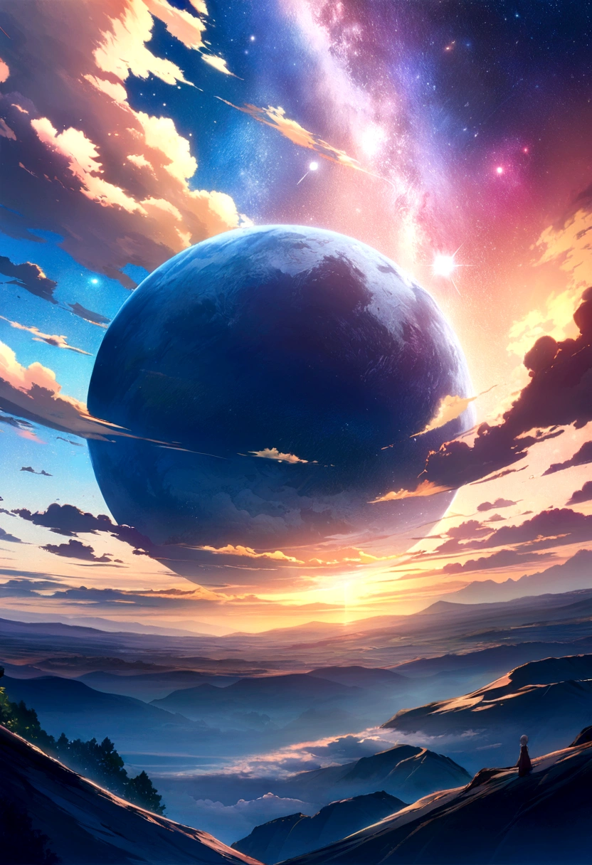 (Better lighting, Best shade, artwork, high quality), colorful,Anime wallpaper depicting sky and starry sky scenery, Space Sky. by Makoto Shinkai, anime art wallpaper 4k, anime art wallpaper 4k, Anime Art Wallpapers 8K, Anime Sky, Awesome Wallpapers, anime wallpaper 4k, anime wallpaper 4k, 4k anime wallpaper, Makoto Shinkai Cyril Rolland, Anime Background Art