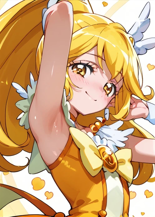 score 9, score 8 up, score 7 up, rating questionable,
detailed background, shiny skin,
curepeace, 
half-closed eyes, suggestive smile, armpit, blush,