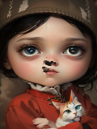 cartoon drawing of a girl with a cat in her arms, an expressive digital painting, cartoon digital painting, took on ipad, inspired by Nara Yoshitomo, expressive digital painting, a digital painting, digital painted, detailed big eyes, # 1 digital painting of all time, #1 digital painting of all time, creepy , digital paining, closeup character portrait