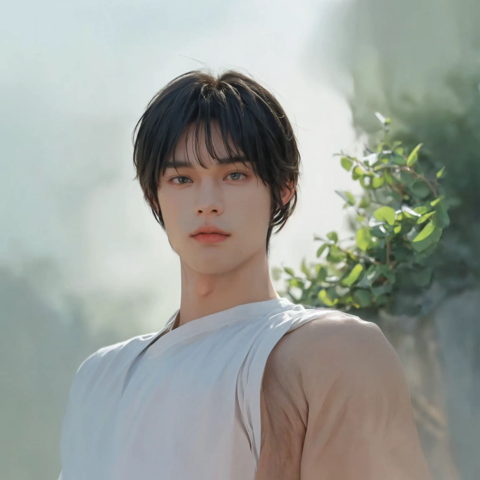 cool boy,handsome,good-looking,((bangs)),straight hair,((looking at you))