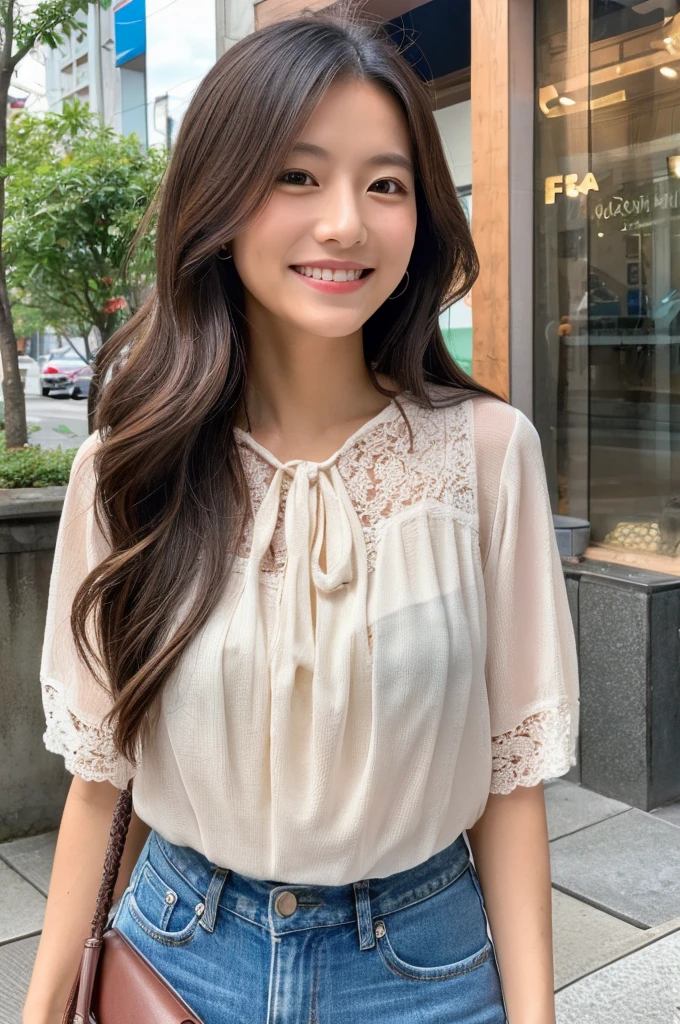 (Raw photo), (Photo realistic), (masterpiece), (Highest quality), High resolution, 8K resolution, (Exquisite detail), (Volumetric Light), a woman, Age 35, short hair, Straight Hair, Brown haired, very skinny, Very white and translucent skin,Highly detailed eyes, Source Order, Very fine eyebrows, eyelash,Highly detailed skin, Highly detailed mouth, Highly detailed nose, The best beauty,Cute like an idol, Smile, (An elegant and transparent white blouse), Random Body Orientation,medium breasts,Beautiful Japanese office lady, White blouse,Super mini pleated skirt, Lace Pantyhose, Random Color, Cute face, Real Light, Correct Anatomy, Riding a bicycle 1.4、city bicycle, on the saddle、both hands grips handle, Pedaling, Angle 1 from below.4、(((Low angle 1.4))), In the city, There is a strong headwind, Skirt flips up, pantie is visible, beautiful long legs, from below
