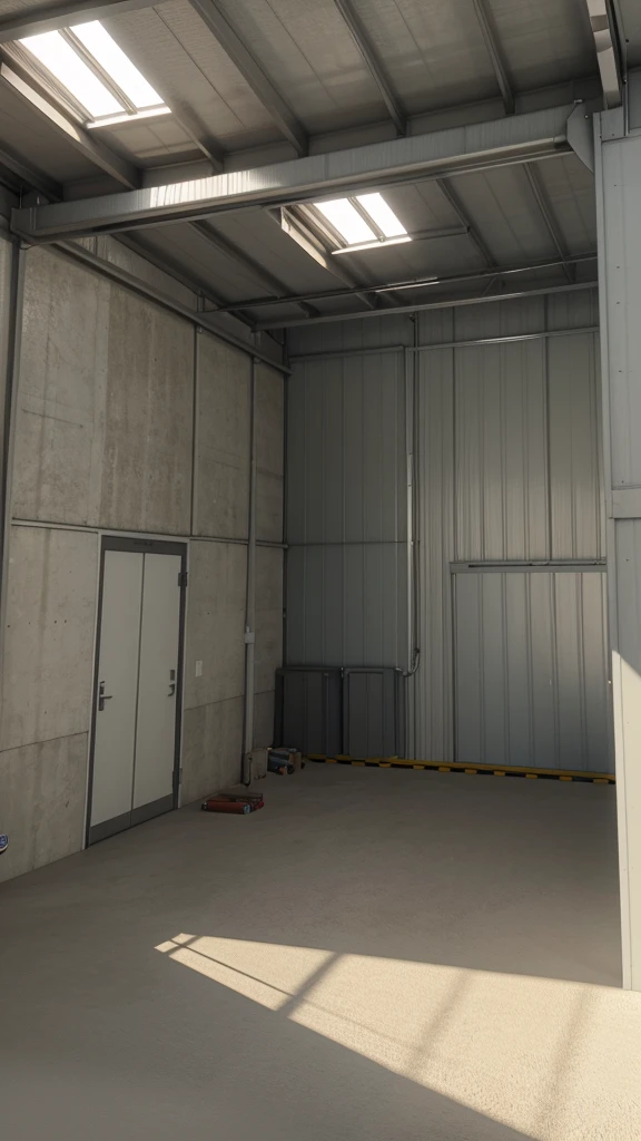 warehouse 3d model simple, soft color, look from outside, like miniatur