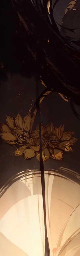 (masterpiece, best quality, 8k, sharp focus, depth of field, best shadows, golden lotus, black background, continue draw the roots