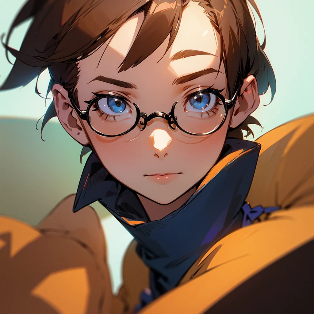 Brunette girl with glasses short hair