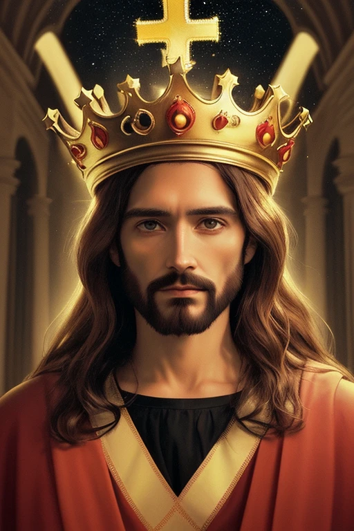 King Christ, Jesus Christ king of the universe, Jesus Christ with crown, Jesus' heart, with golden royal cloak, with the imperial crown of Brazil