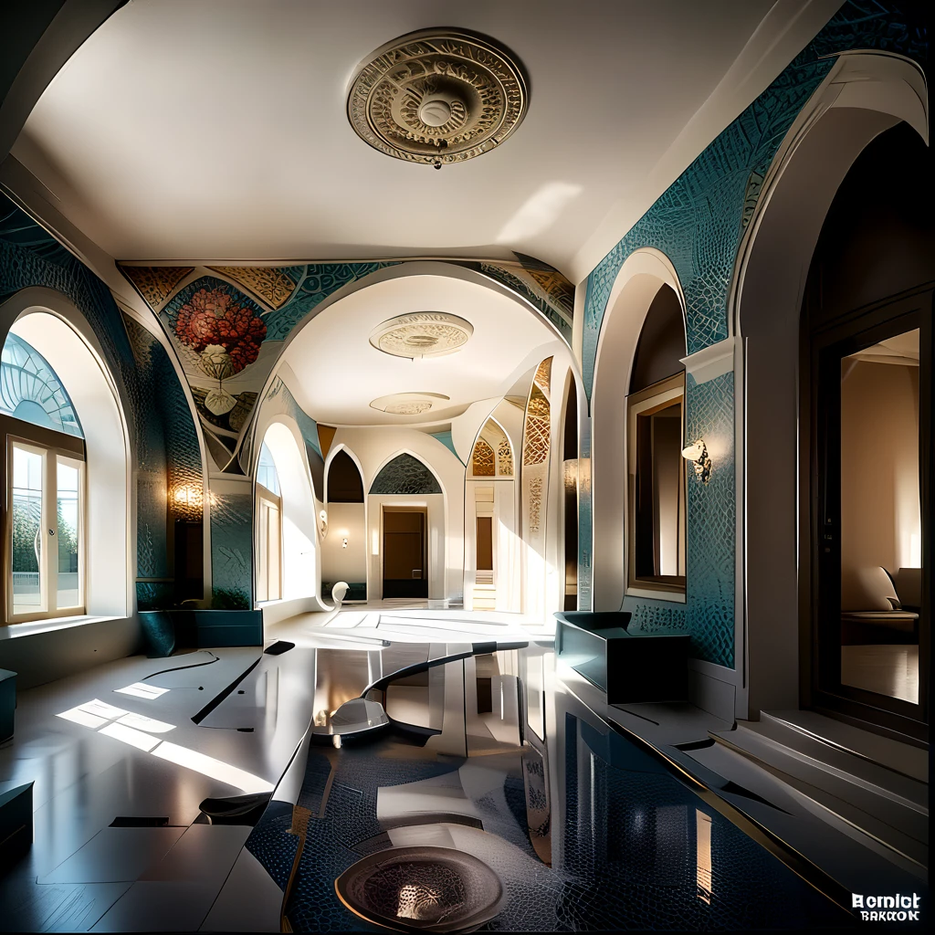 (masterpiece, top quality, best quality),(ultra-detailed, absolutely resolution),((16k, high res)),

BREAK {hyper-realistic photo of an architectural interior featuring stunning arabesque patterns. The interior should be richly decorated with intricate geometric and floral designs that cover the walls, ceilings, and floors. Use a combination of vibrant colors and gold accents to highlight the complexity and beauty of the patterns. Include elements such as grand arches, detailed mosaics, and ornate columns to enhance the grandeur of the space. Soft, ambient lighting should be used to illuminate the intricate details and create a warm, inviting atmosphere. The overall scene should be awe-inspiring, capturing the exquisite craftsmanship and beauty of arabesque architecture.}

BREAK { (produces images with information more than 40 million pixels with cinematic-like detailed textures shot on a Sony SLR).}