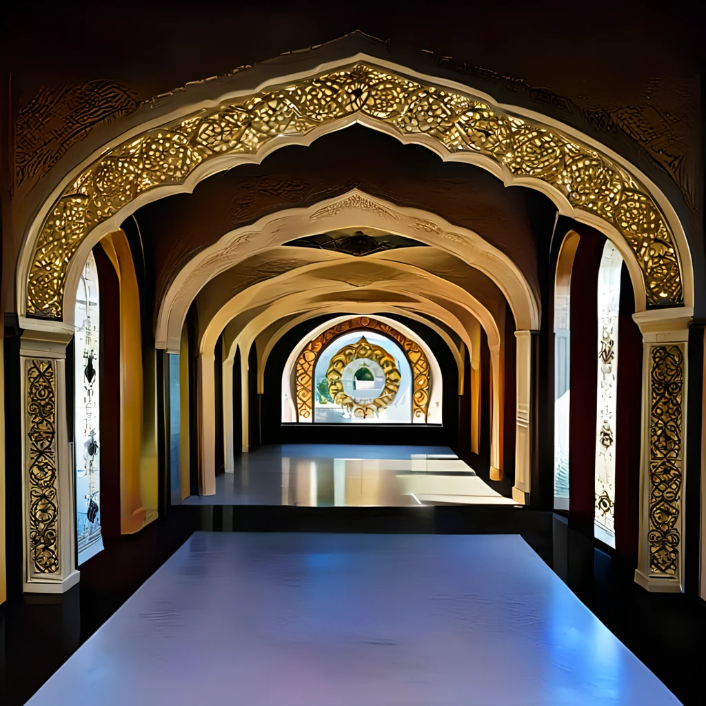 (masterpiece, top quality, best quality),(ultra-detailed, absolutely resolution),((16k, high res)),
BREAK {hyper-realistic photo of an architectural interior featuring stunning arabesque patterns. The interior should be richly decorated with intricate geometric and floral designs that cover the walls, ceilings, and floors. Use a combination of vibrant colors and gold accents to highlight the complexity and beauty of the patterns. Include elements such as grand arches, detailed mosaics, and ornate columns to enhance the grandeur of the space. Soft, ambient lighting should be used to illuminate the intricate details and create a warm, inviting atmosphere. The overall scene should be awe-inspiring, capturing the exquisite craftsmanship and beauty of arabesque architecture.}
BREAK { (produces images with information more than 40 million pixels with cinematic-like detailed textures shot on a Sony SLR).}
