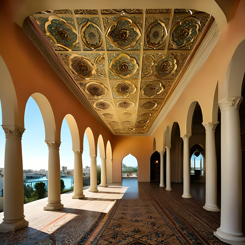 (masterpiece, top quality, best quality),(ultra-detailed, absolutely resolution),((16k, high res)),

BREAK {hyper-realistic photo of an architectural interior featuring stunning arabesque patterns. The interior should be richly decorated with intricate geometric and floral designs that cover the walls, ceilings, and floors. Use a combination of vibrant colors and gold accents to highlight the complexity and beauty of the patterns. Include elements such as grand arches, detailed mosaics, and ornate columns to enhance the grandeur of the space. Soft, ambient lighting should be used to illuminate the intricate details and create a warm, inviting atmosphere. The overall scene should be awe-inspiring, capturing the exquisite craftsmanship and beauty of arabesque architecture.}

BREAK { (produces images with information more than 40 million pixels with cinematic-like detailed textures shot on a Sony SLR).}