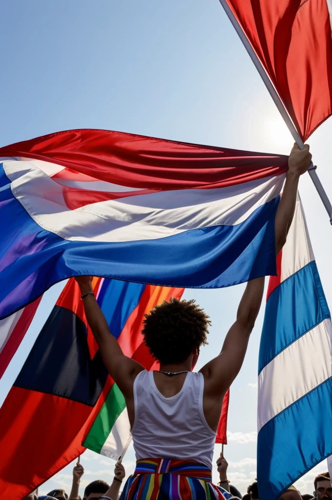 Mélange entre le drapeau et le drapeau LGBT