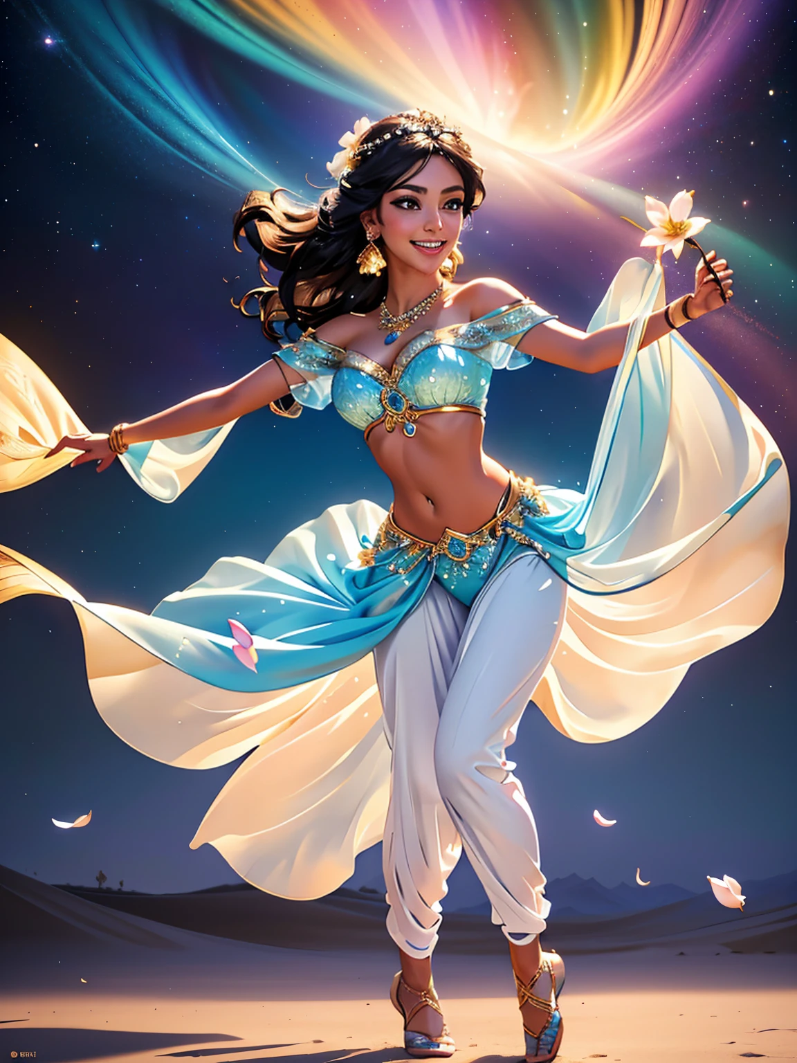 (extremely detailed 8k wallpaper), Mowgli girl dance in space, Ultra high quality, ultra detail, difficult, high detail, Dramatic