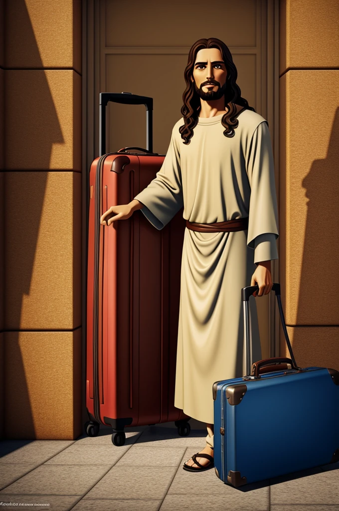 Jesus with suitcases animated