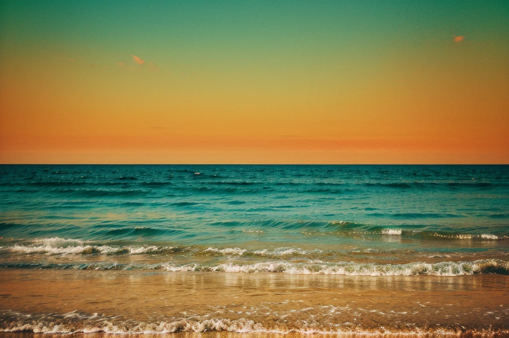 Orange teal green pink abstract grainy gradient background noise texture effect summer poster design