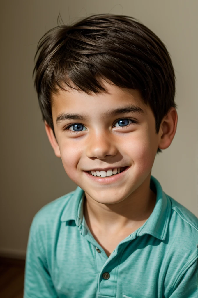 A  boy with happy and curious eyes