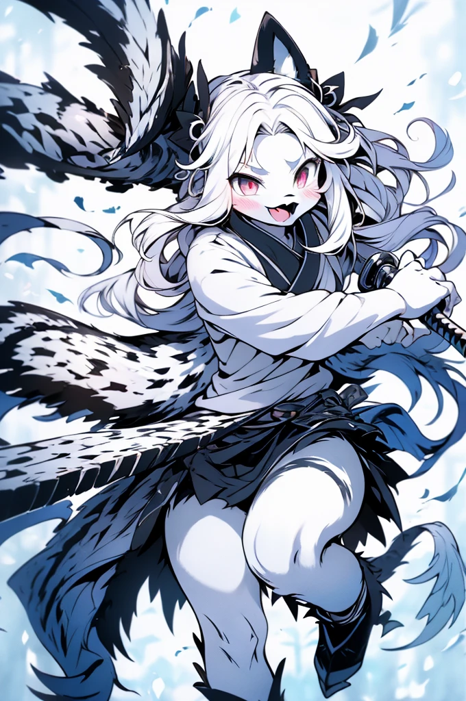 quality\(8K,Extremely detailed CG unit wallpaper, masterpiece,high resolution,top-quality,top-quality real texture skin,Surrealism,提high resolution,RAW photos,Best quality,Very detailed,,light,Ray Tracing,Golden Ratio\),furry,furry,hairy,hairy,White Tiger少女,White Tiger,White Tiger,White Tiger,tiger,White Tiger,White Tiger少女,全身White hair,White Hair,White hair,Snow background,Snow and ice theme,Hanfu,Hanfu下摆,遮住大腿的Hanfu下摆,穿着Hanfu,中式Hanfu,手持Long Sword,Sword in hand,Martial arts style,手持Long Sword的White Tiger少女,Full body close-up,Lean forward,Juhechop,Draw the sword and cut,手持Long Sword,持有Long Sword,拿着Long Sword,Long Sword,Long Sword,Long Sword,Highlight the role,Sassy,Cold,poker face,Loose long hair,Loose long hair,Cold气质,Loose long hair,Cold,Blood-red eyes,Maniac