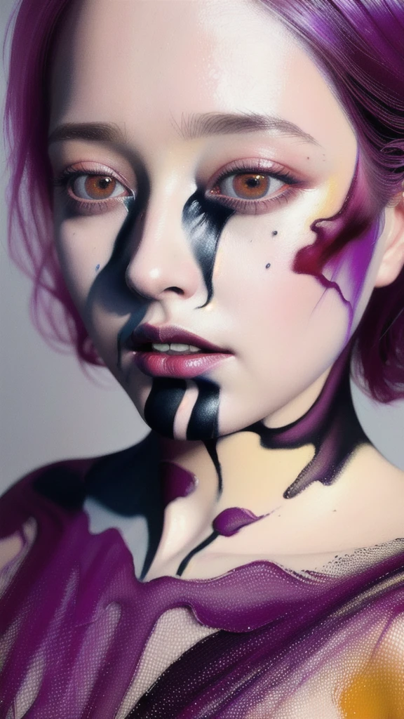 Android Beauty, Powerful paintings inspired by Francis Bacon, Ultra-realistic surrealism, Hyperrealism, fear, art, hyper real painting, Realistic illustration painting, カラフルなHyperrealism, Hyper-realistic digital art