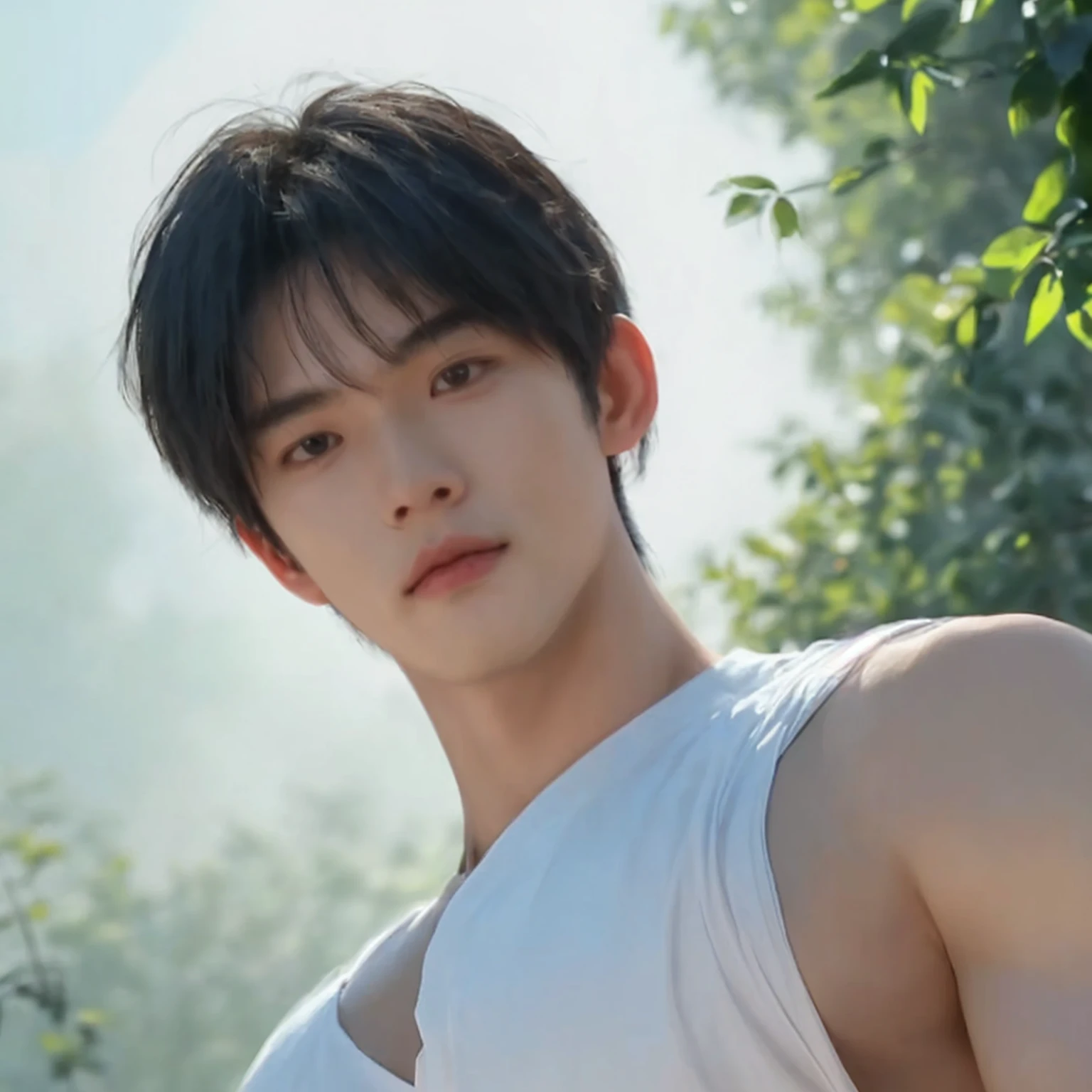Asian boy,good-looking,((looking at you))