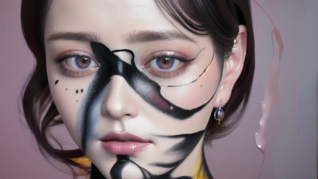 Android Beauty, Powerful paintings inspired by Francis Bacon, Ultra-realistic surrealism, Hyperrealism, fear, art, hyper real painting, Realistic illustration painting, カラフルなHyperrealism, Hyper-realistic digital art