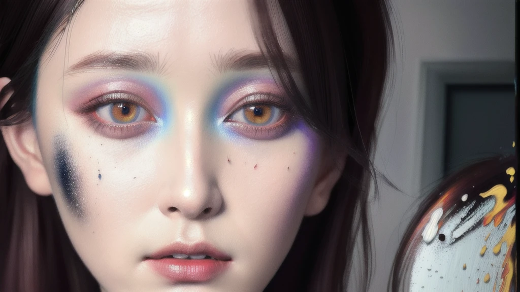 Android Beauty, Powerful paintings inspired by Francis Bacon, Ultra-realistic surrealism, Hyperrealism, fear, art, hyper real painting, Realistic illustration painting, カラフルなHyperrealism, Hyper-realistic digital art