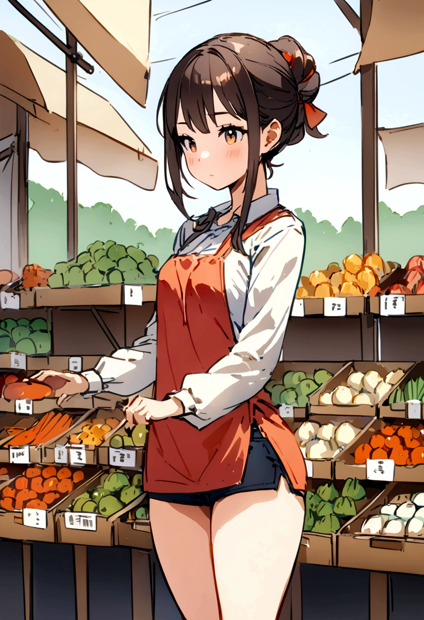 Girl with short clothes at the market