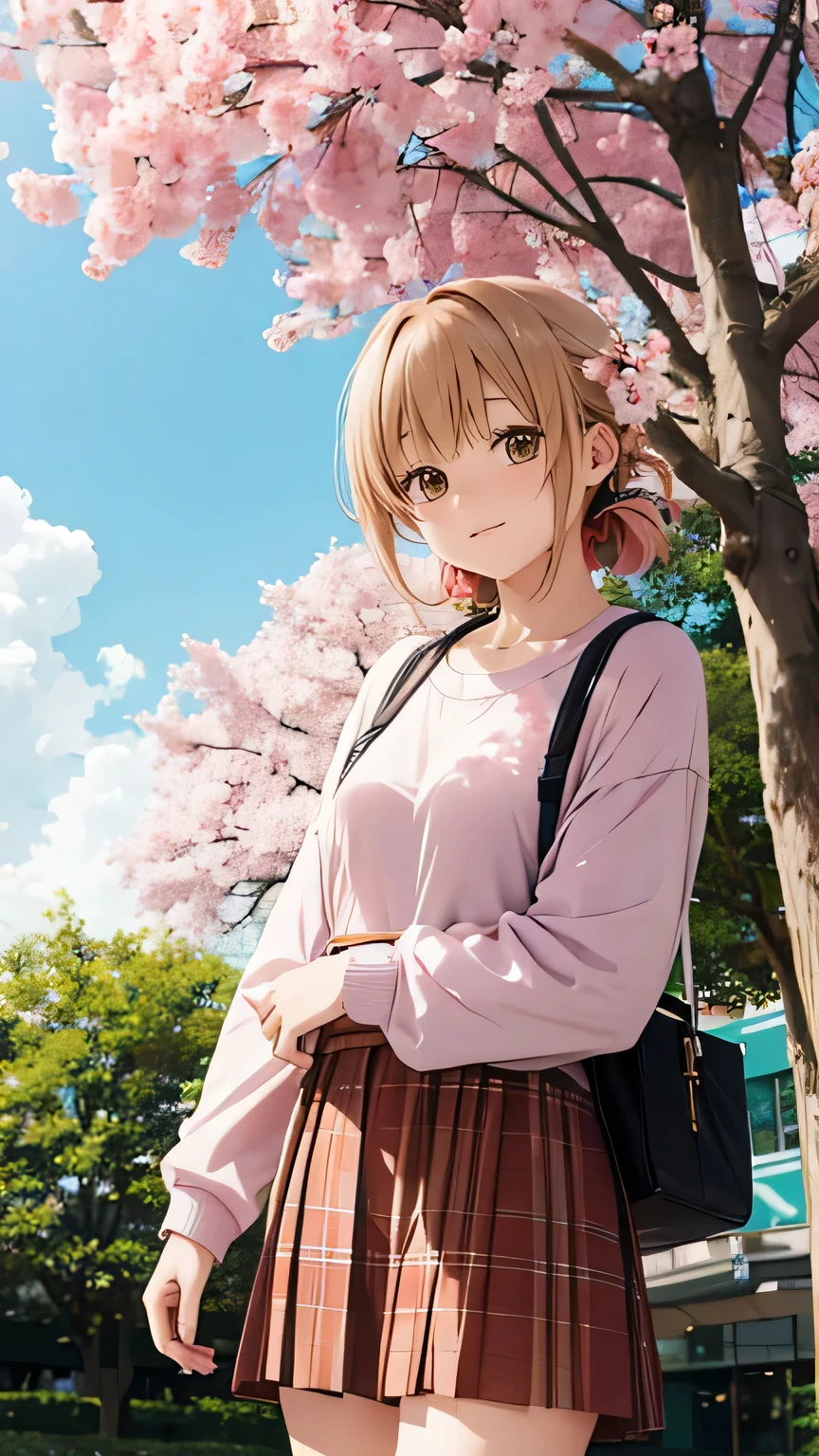 Shiina mahiru, Casual clothes, sakura trees background