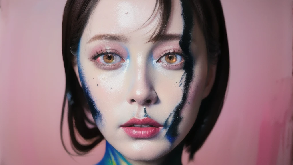 Android Beauty, Powerful paintings inspired by Francis Bacon, Ultra-realistic surrealism, Hyperrealism, fear, art, hyper real painting, Realistic illustration painting, カラフルなHyperrealism, Hyper-realistic digital art