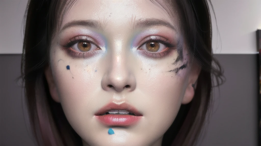 Android Beauty, Powerful paintings inspired by Francis Bacon, Ultra-realistic surrealism, Hyperrealism, fear, art, hyper real painting, Realistic illustration painting, カラフルなHyperrealism, Hyper-realistic digital art