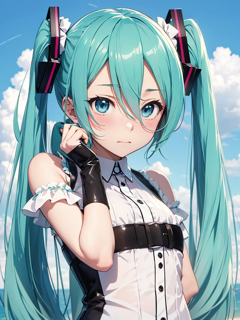 hatsune miku, very cute, very embarrassed