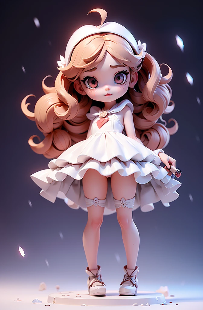 (( Huntress girl)) holding a rifle between her legs , battle pose,long red curling hair,((airy white sheer micro tiny dress)), sheer micro dress, risqué, snows,Cold,4K,Detailed,Realistic, (3 years age 3)), American, beautiful, beautiful face, small, short, sensual poses