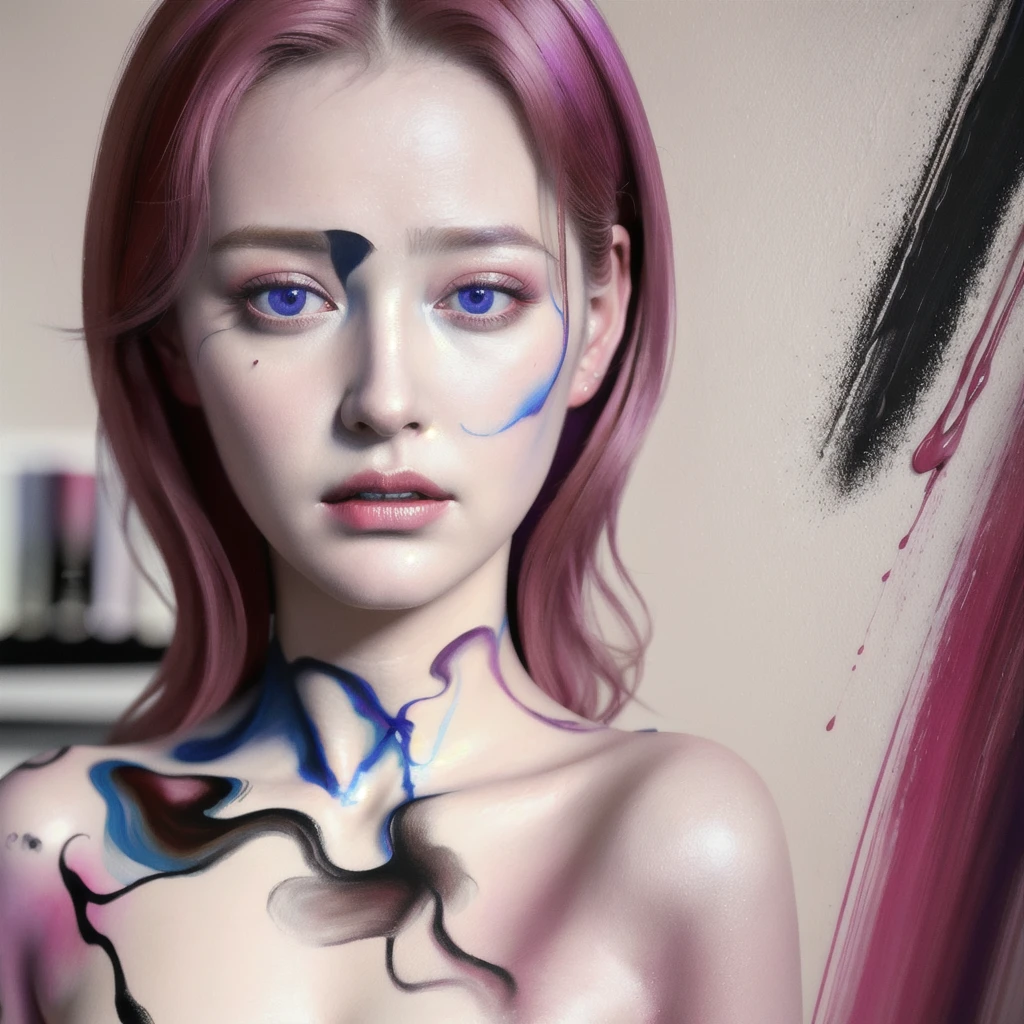 Android Beauty, Powerful paintings inspired by Francis Bacon, Ultra-realistic surrealism, Hyperrealism, fear, art, hyper real painting, Realistic illustration painting, カラフルなHyperrealism, Hyper-realistic digital art