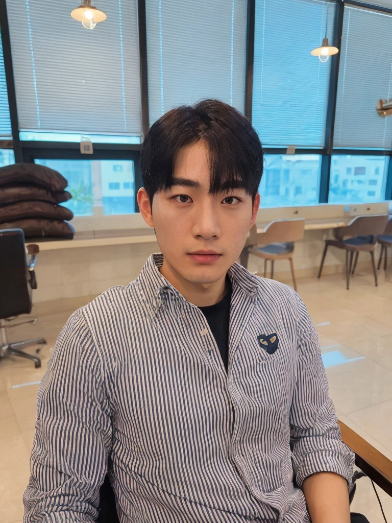 Best Quality, 8k, Masterpiece, (Portrait: 1.3), (photo realistic:1.4), (hyper realistic:1.4), Sharp Focus, looking at viewer, (smoother lighting:1.1), (increase cinematic lighting quality:0.9), realistic lighting, backlighting, light on face, ray trace, (brightening light:1.2), (Increase quality:1.4), sharp detail, (best quality real texture skin:1.4), finely detailed eyes, black_eyes, finely detailed face, 25 year old Korean man